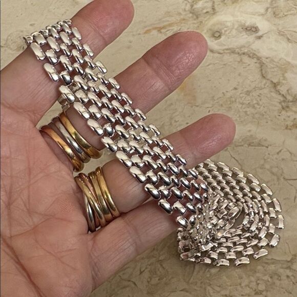 Vintage Napier Silver Tone Chainlink Choker Necklace - Picture 8 of 9